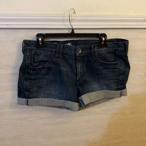 Madewell Dark Blue Denim Jean Shorts Raw Hem